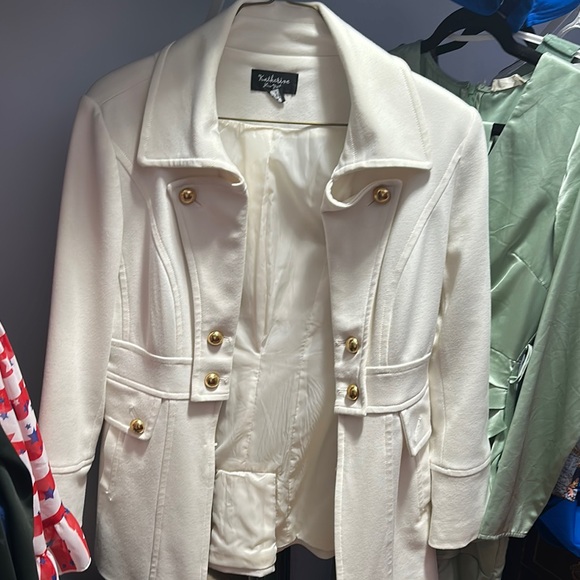 Jackets & Blazers - White Women's Jacket with Gold Accents
